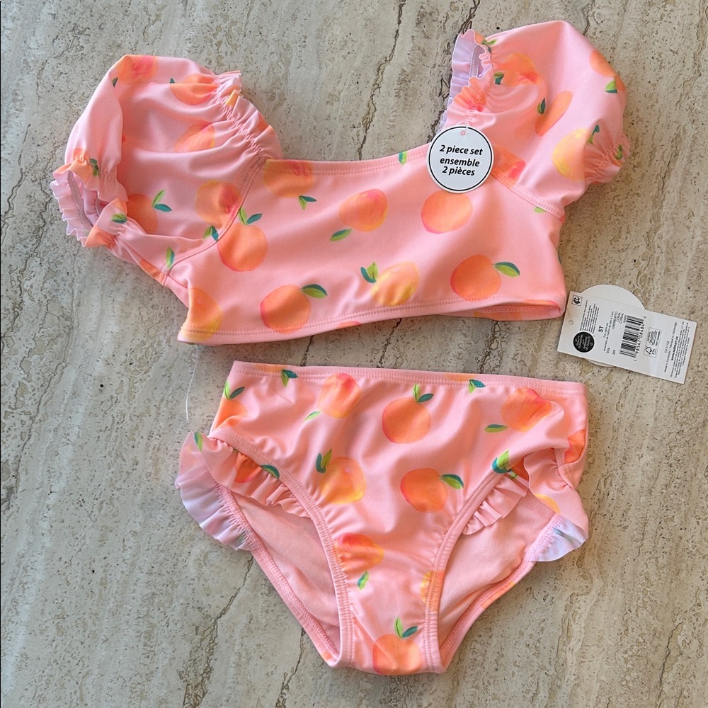 NEW 🆕 Peach Print Two-Piece Swimsuit 5T